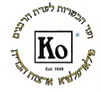 Kosher-certificeringsmærke (KO) med hebraisk tekst i sort på hvid baggrund.